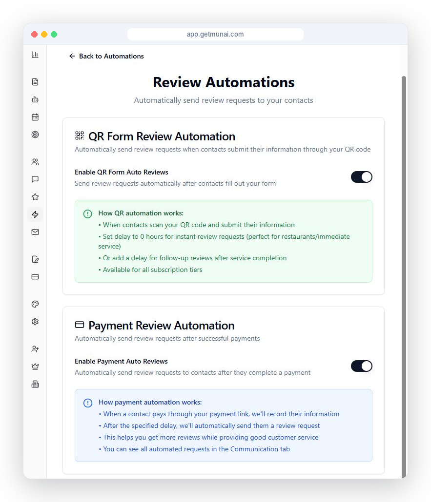 Munai Reviews Dashboard